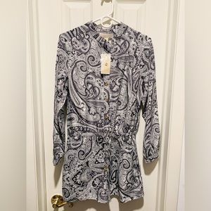 MICHAEL by Michael Kors Vintage black and white paisley romper